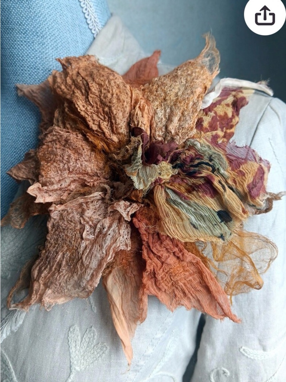 Oversized Fabric Flower Brooch